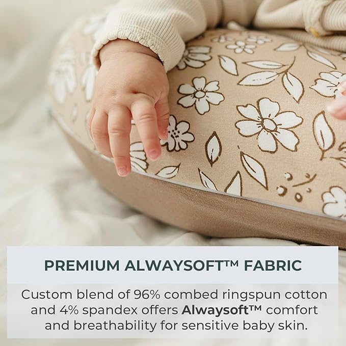 Pobibaby 1-Pack Premium Nursing Pillow Cover - Ultra Soft & Stretchy 96% Cotton, Breastfeeding Pillow Cover for Baby Boys and Girls (Meadow)