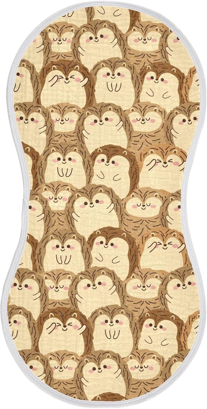 vvfelixl Muslin Burp Cloths Cute Hedgehog Baby Washcloths for Baby Girl Boys 2 Pack