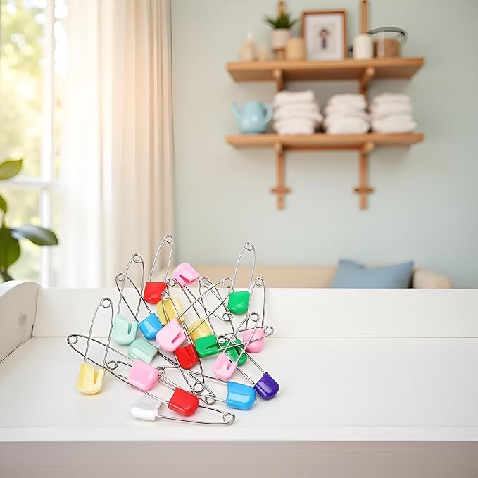 20 Pcs 2 Inch Baby Infant Child Cloth Nappy Diaper Pins Safety Locking Holder Colorful Safety Pins Heavy Duty, Diaper for Pins and Fasteners, Cloth Diapers and Accessories
