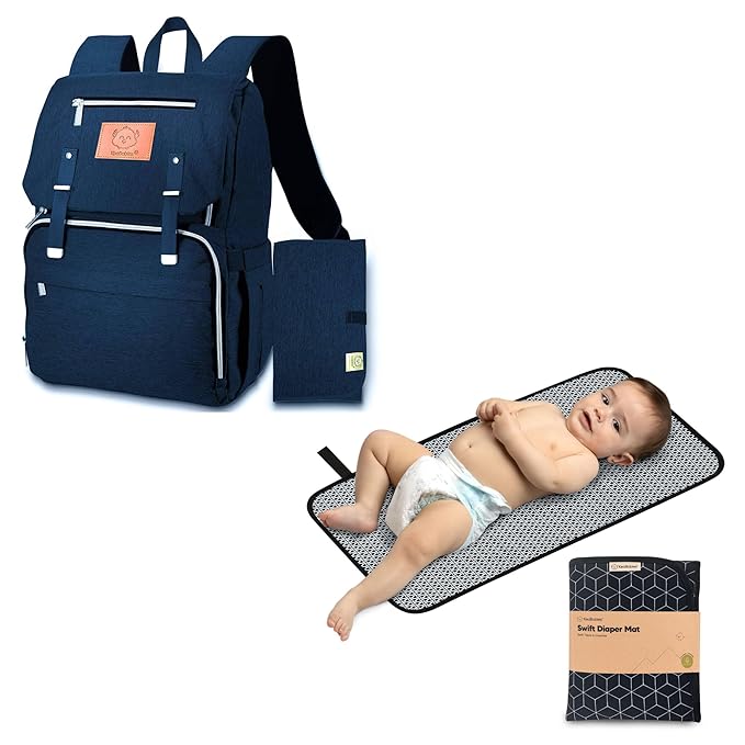 KeaBabies Diaper Bag Backpack and Portable Diaper Changing Pad - Waterproof Multi Function Baby Travel Bags - Waterproof Foldable Baby Changing Mat - Travel Diaper Change Mat - Lightweight Changing
