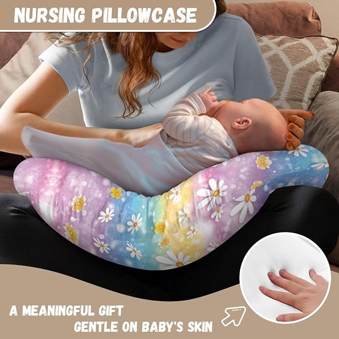 Breastfeeding Pillow Slipcover for Baby with Daisy Butterfly Easter Egg and Rabbit Print Breastfeeding Nursing Pillow Slipcovers Super Soft Baby Essentials