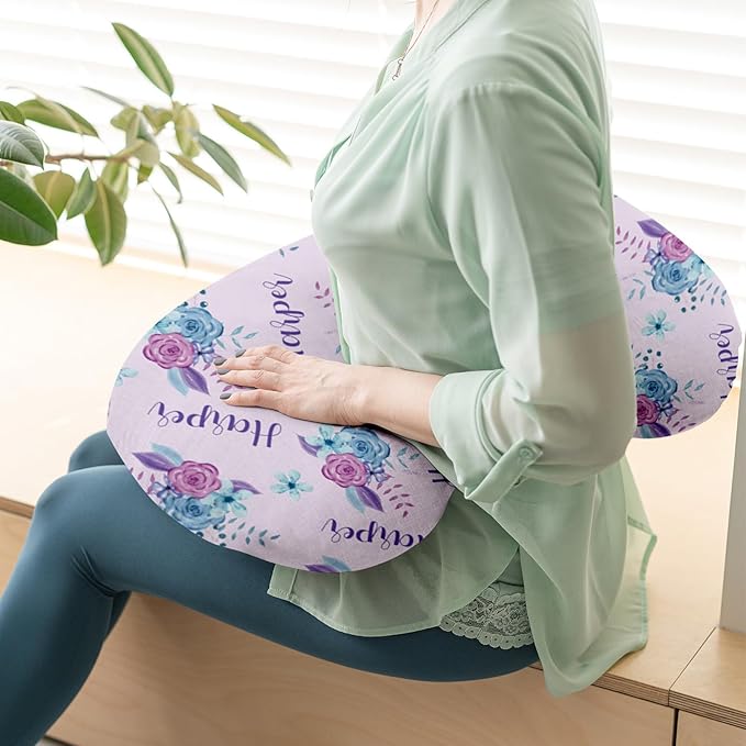 Customizable Flowers Baby Nursing Pillow Cover - Add Your Baby's Name, Ultra-Soft Stretch Fabric, Fits Standard Nursing Pillows, Ideal for Baby Showers Style 12