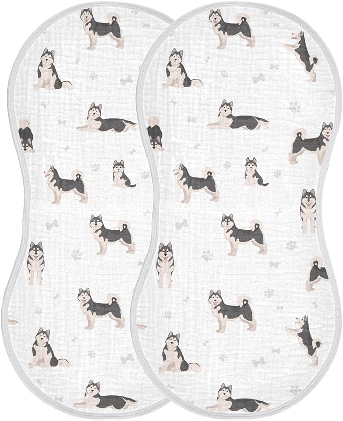 vvfelixl Baby Burp Cloths Alaskan Malamute Dog Baby Newborn Cotton Burping Cloths Set Baby Washcloths 4 Pack