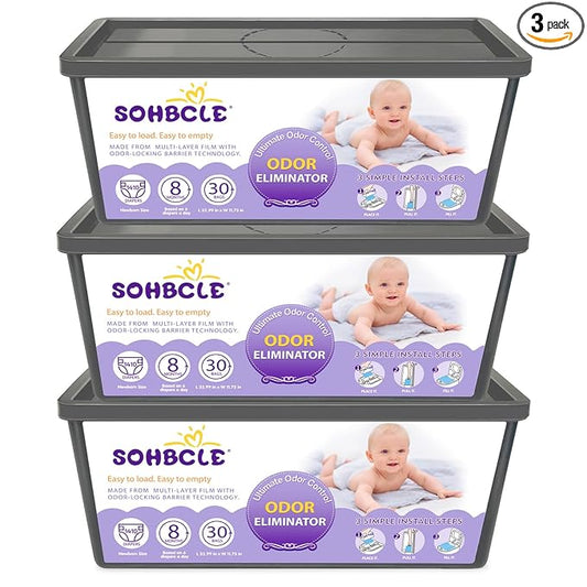 Refills Compatible with Genie Easy Roll Signature Diaper Pail and Platinum Diaper Pail, Upgraded 90 Bags Hold up to 4200 Newborn Diapers, Extra Thickness Powerful Odor Control