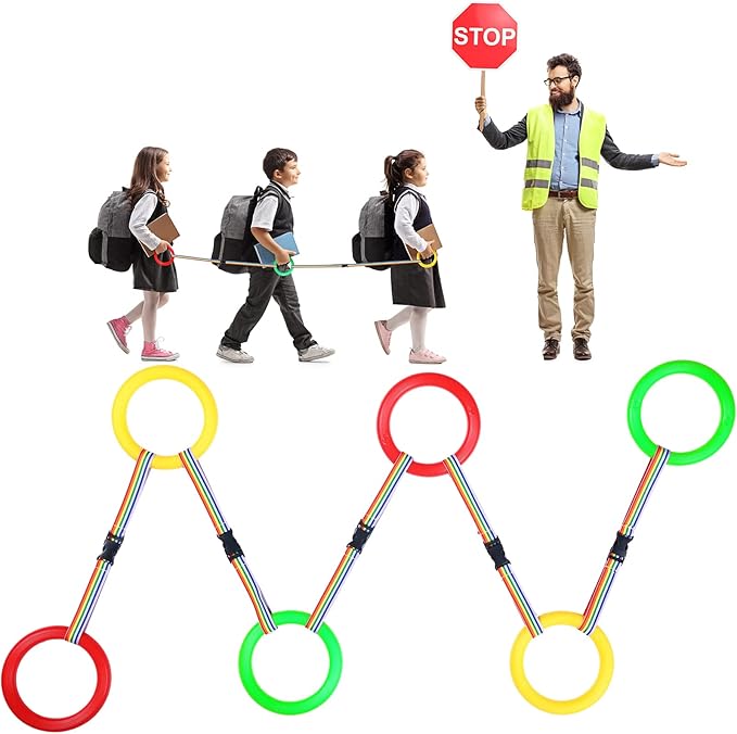 Shappy 6 Pcs Walking Rope for Preschool with Handles - Colorful Outdoor Safety Daycare Rope for Kids, Children, Toddlers - Schools, Teachers, Kindergarten (Red, Yellow, Green)