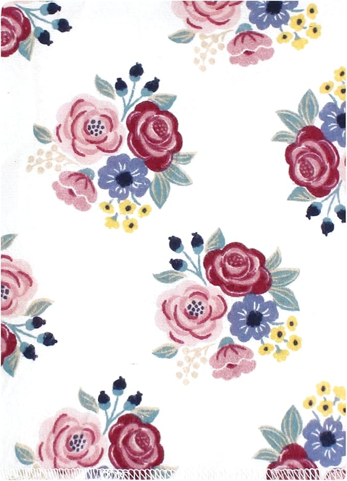Hudson Baby Unisex Baby Cotton Flannel Burp Cloths Bundle, Blush Navy Floral, One Size