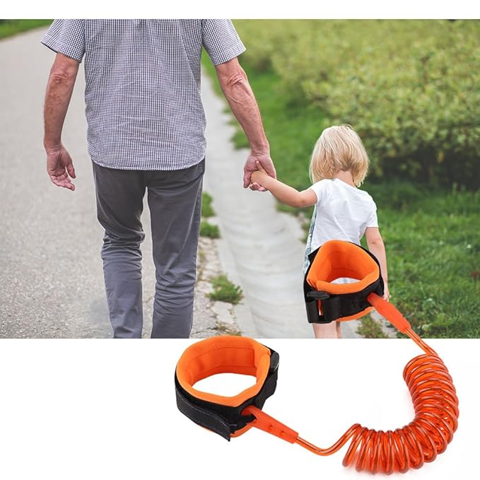 Anti-Lost Wrist Strap for Kids, Toddler Safety Leash, Adjustable Child Walking Harness with 1.5m Rope, Blue + Orange Set