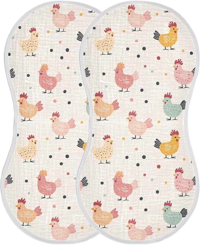 vvfelixl Happy Pastel Chickens Burp Cloths for Baby Boy Girls Baby Washcloths Burp Rags 1 Pack