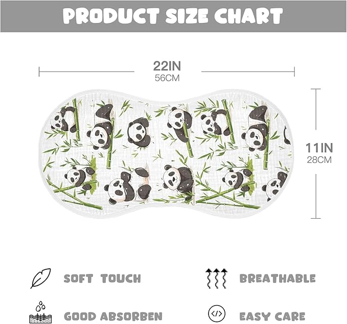 vvfelixl Baby Burp Cloths Pandas Bamboo Baby Newborn Cotton Burping Cloths Set Babys Washcloths 4 Pack