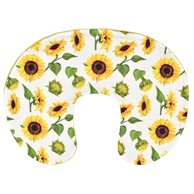 Nursing Pillow Cover Stretchy Pillow Slipcovers for Breastfeeding Moms Two-Sided Design (Sunflower)