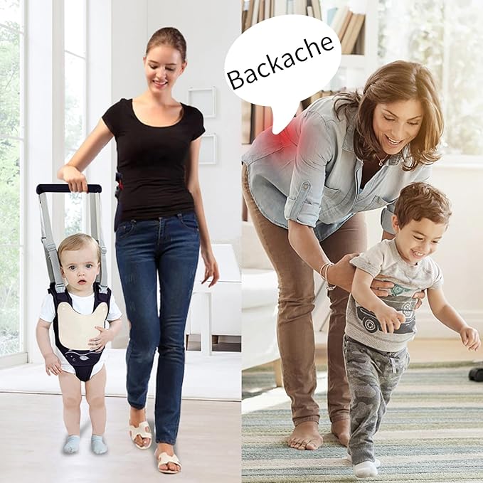 Baby Walking Harness, Handheld Kids Walker Helper with Detachable Crotch Adjustable Walker Harness Assistant Belt Baby Learning Walk Toddler Infant Walker 9-24 Months (Navy Blue)