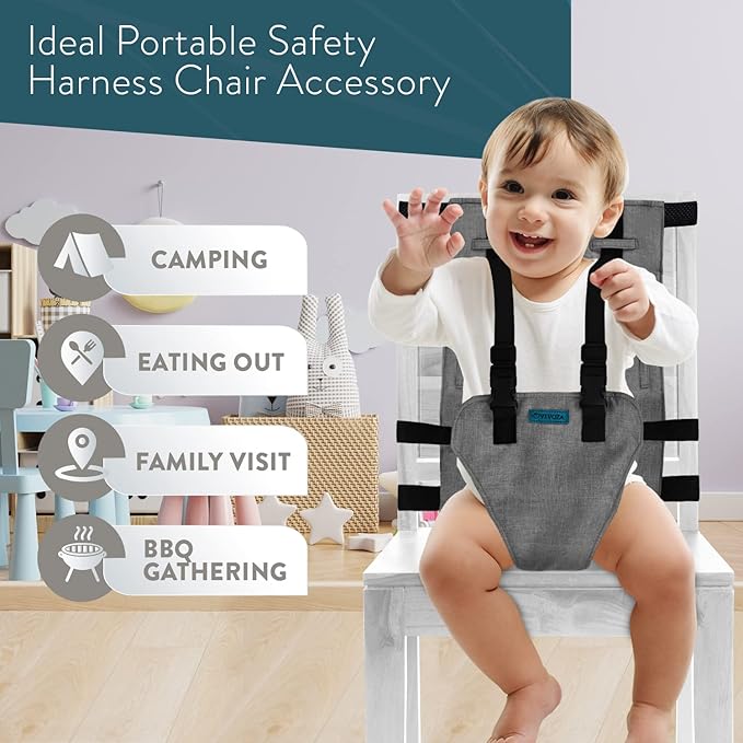 Compact Travel High Chair | Portable High Chair for Baby | Baby Travel Essential Harness Seat | Must Haves for Vacations, Restaurants, Family Visits with Babies | Portable Highchair Seat