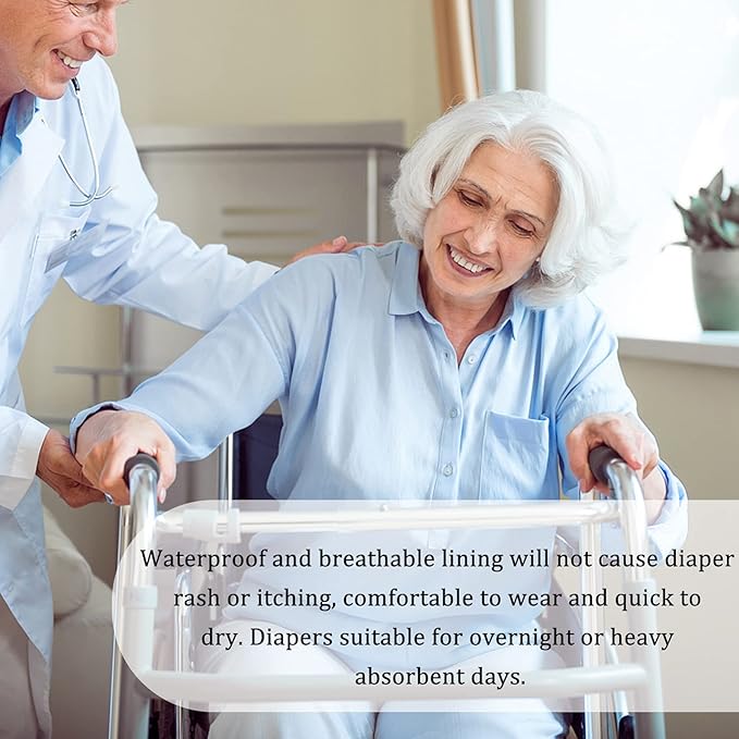 DOITOOL Washable Nappy Cover Diaper Pants Cotton Adult Reusable Nappy Cover Diaper Pant Cloth Incontinence Underwear for The Elderly and Disabled Pink