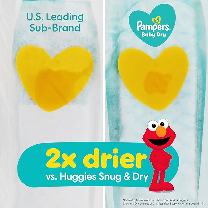 Pampers Diapers - Baby Dry - Size 1, 44 Count, Absorbent Disposable Infant Diaper (Packaging May Vary)