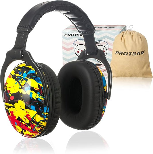 Kids Hearing Protection,25dB NRR Noise Reduction,Sound Proof for Kids,Toddler,Safety Earmuffs for Concert,Airplane,Autism,Monster Jam,Travel,School- Black Paint