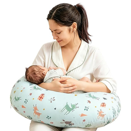 Nursing Pillow, Breastfeeding Pillows with Standard Size Removable Cover, Breast Feeding Pillow with Breathable Filling, Ergonomic Nursing Essentials for Bottle and Breastfeeding