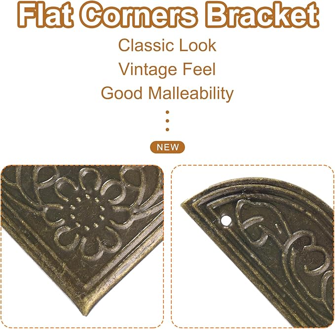 uxcell 16pcs Vintage Corner Protector 2"x2"x0.4" Decorative Metal Edge Corner Protectors Brackets with Mounting Nails for Box Wooden Case Chest Table Desk Bronze