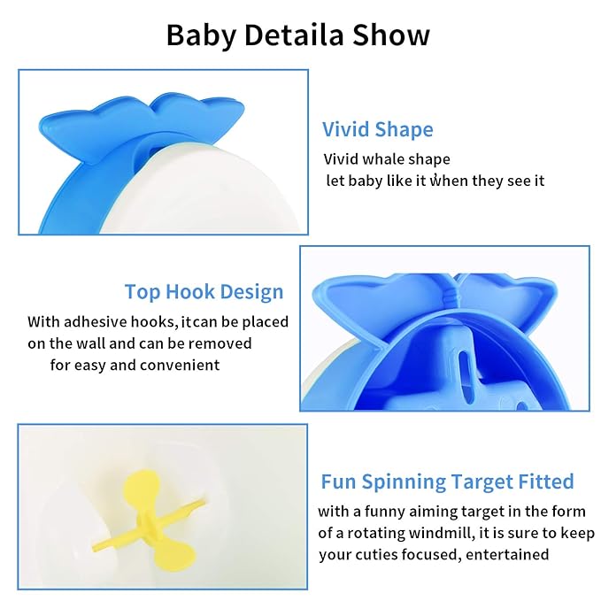 Potty Training Urinal for Boys Cute Whale with Funny Aiming Target - Blue