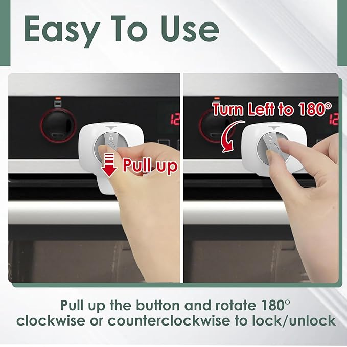 2-Pack Oven Lock Child Safety | Heat-Resistant Baby Proof Oven Door Lock, No-Drill Adhesive, Toddler & Pet Safe for Ovens/Stoves/Dishwashers (White) | Must Check Size Before Purchase