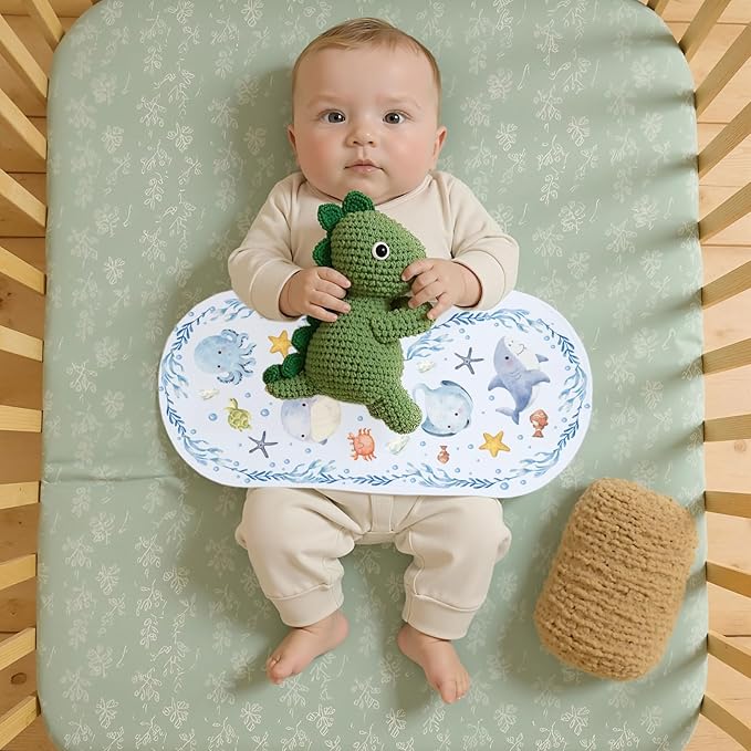 2pcs Ocean Burp Cloths for Baby Boys Girls 100% Cotton Sea Animal Themed Design Burp Rags, Soft Breathable Muslin Burping Cloths Absorbent Spit-Up Cloths for Infant Newborns