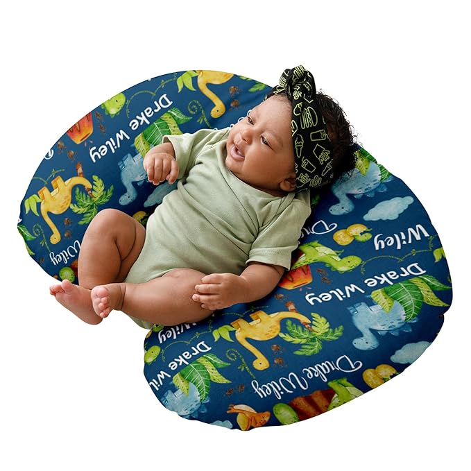 Dyoart Baby Nursing Pillow Cover,Personalized Soft Nursing Covers,Breastfeeding Pillow Slipcover for Bottle Feeding,Custom Gifts for Toddler Infant,Dinosaur(one Size)