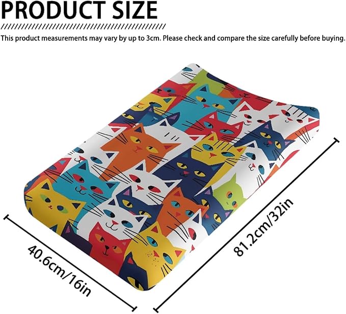 Colorful Cats Baby Changing Pad Cover Stain Resistant Breathable Table Sheets Durable Waterproof Changing Table Cover Infant/Toddler
