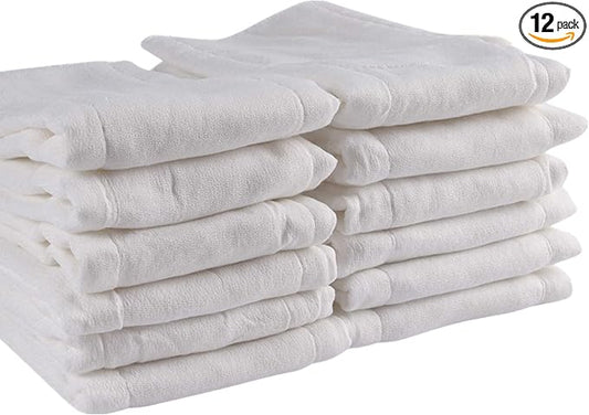 Prefold Cloth Diapers, Fasoar 3 Ply Baby Washable Cotton Diapers Covers for Babies to Toddlers Multi-Use (10-35 lbs) Count(12)