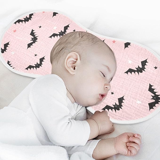 Muslin Burp Cloths for Baby Boys and Girls - 2-Pack Ultra Absorbent Halloween Bats Muslin Washcloths, Newborn Towel, Milk Spit Up Rags, Burp Cloth Bibs for Unisex, 22 x 11 Inch