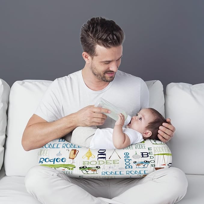 Baby Nursing Pillow Cover - Personalized Name Golf Theme Breastfeeding U-Shaped for Bottle Feeding, Ultra Soft Comfortable Breastfeeding Pillow Cover for Infant Baby Boys and Girls