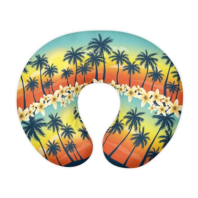 Forchrinse Hawaiian Palm Tree Plumeria Rainbow Sky Nursing Pillow Cover Breastfeeding Pillow Slipcover Soft Stretch Pillow Cover for Breastfeeding