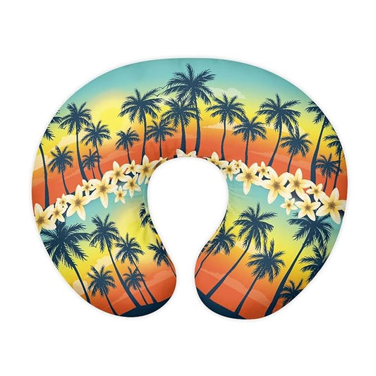 Forchrinse Hawaiian Palm Tree Plumeria Rainbow Sky Nursing Pillow Cover Breastfeeding Pillow Slipcover Soft Stretch Pillow Cover for Breastfeeding