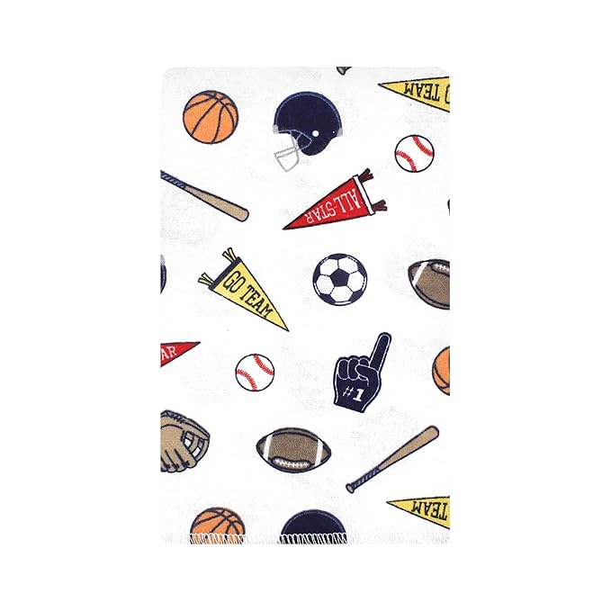 Hudson Baby Unisex Baby Cotton Flannel Burp Cloths, Sports Fan 10 Pack, One Size