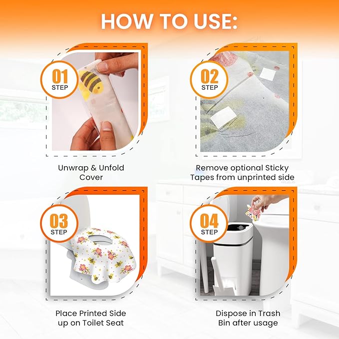 40 Extra Large Toilet Seat Covers Disposable for Kids-Toddler Toilet Seat Cover Liners for Potty Training-Individually Wrapped-Portable Waterproof AntiSlip-Toilet Covers Disposable for travel