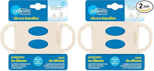 Dr. Brown's® Milestones™ 100% Silicone Baby Bottle Handles, Wide-Neck, Ecru, 2 Pack
