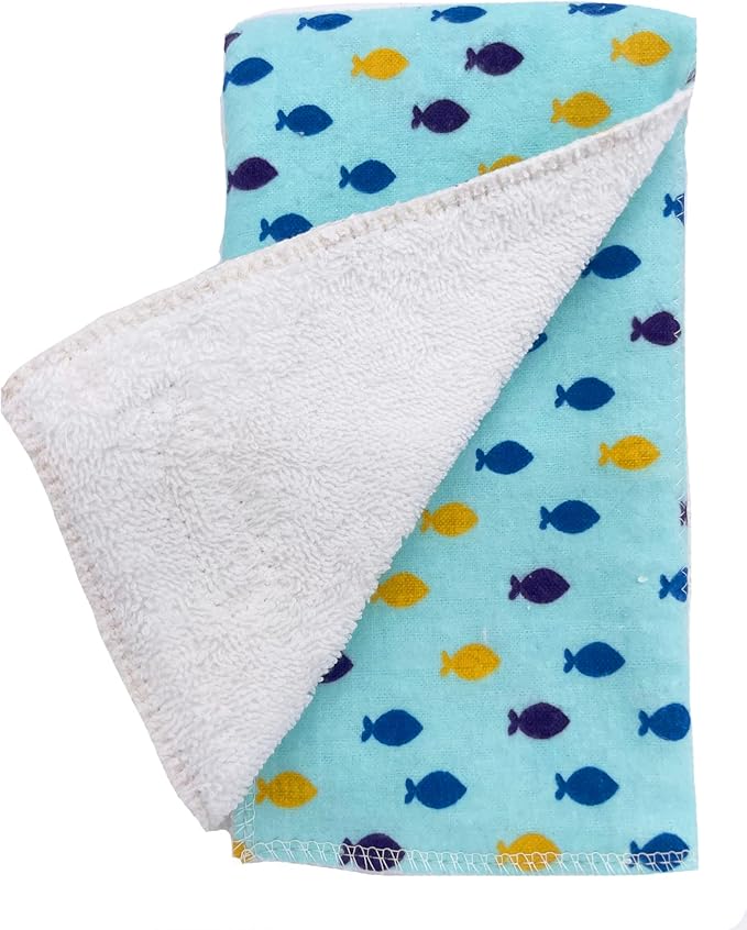 Infant Burping Cloth, Burp Cloths for Baby Boy or Girl, Soft and Absorbent - Cotton Reusable Spit Up Rags, XLarge, 1 Count (Fish)