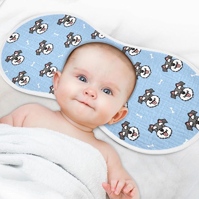vvfelixl Muslin Burp Cloths Miniature Schnauzer Dog Heads Baby Washcloths for Baby Girl Boys 2 Pack