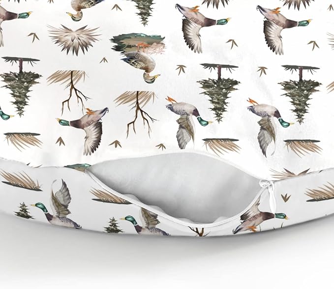 Retro Duck Hunting Baby Nursing Pillow Covers for Boy Girl Vintage Flying Mallards Nursing Pillowcase for Breastfeeding Pillows Wild Ducks Trees Leaves Soft Stretchy Slipcovers for Newborn Infant