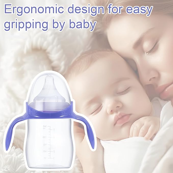 3pcs Handles for Lansinoh Baby Bottles, Removable Anti-Colic Breastfeeding Bottle Holder Easy-Grip Replacement Handle Accessories for Newborn 5oz/8oz Bottles, BPA Free