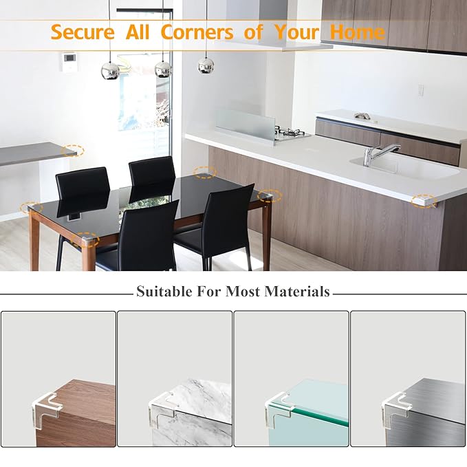 20 Pack Corner Protectors, Clear Corner Guards Table Edge Protectors, Baby Safety Corner Bumpers Covers, Furniture & Sharp Corner Baby Proofing, T-Shaped