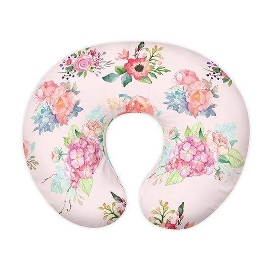 Pink Flower Nursing Pillowcase for Newborn Baby Boys Girls, Comfortable and Breathable Breastfeeding Bottle Feeding Pillow Cover for Baby Boys Girls Infant