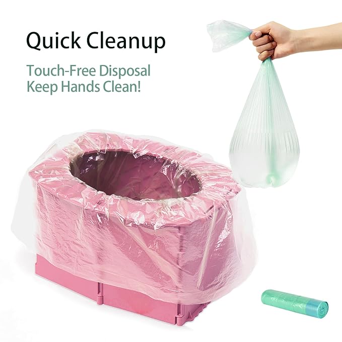Portable Potty Seat for Toddler Foldable Travel Potty Training Toilet Seat with Cleaning Bags Reusable for Outdoor Camping, Travel, Kids Toddler Travel Potty Seat (Pink)