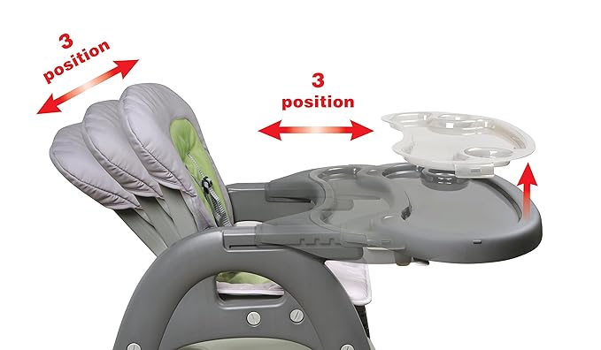 Badger Basket Envee II Convertible Baby High Chair – Infant Feeding Seat, Booster, and Toddler Desk with Tray and Cushion – Cool Gray/Green