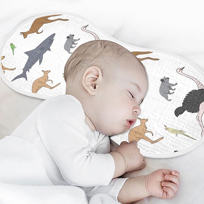 Australian Animal Koala Kangaroo Muslin Burp Cloths for Baby 4 Pack 100% Cotton Baby Washcloths Bibs for Boy Girl