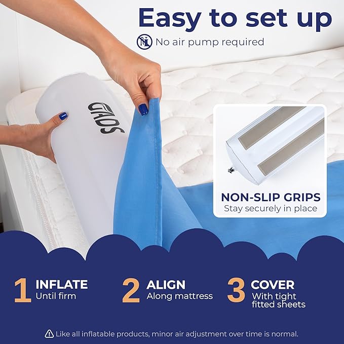 Travel Bed Rails for Toddlers (2 Pack) – Inflatable Bed Rails for Twin, Full, Queen & King Beds – Portable & Non-Slip Bed Bumpers – Water-Resistant & Durable Guard Rail