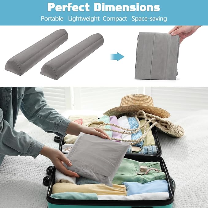USHMA 2Pack Travel Bed Rails for Toddlers | Non-Slip Soft Flocking Portable Inflatable Bed Rails for Toddlers | Travel Toddler Bed Rail for Full, Queen, King Size Beds | Portable Bed Rail for Travel