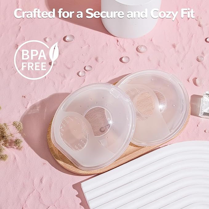 Breast Milk Collector, Milk Collectors for Breastfeeding, Reusable Breast Milk Shells, Catcher Protect Sore Nipples for Breastfeeding,Made from BPA-Free,Food-Safe Silicone(2oz,2 Counts)