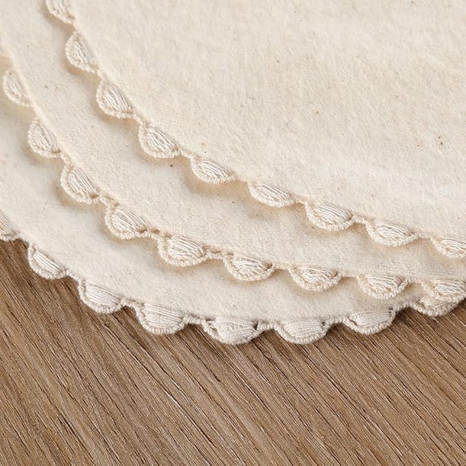 Baby Bib For Girls,Reversible Waterproof Handmade Natural Cotton Baby Drool Bib 0-12 months 2 Pack (off-white color A, 0-12 months)