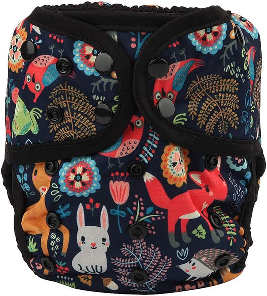 One Size Cloth Diaper Cover Snap With Double Gusset (Forest)