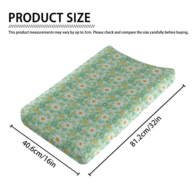Butterfly Daisy Baby Diaper Changing Table Sheets Jersey Knit Breathable Changing Table Pad Cover for Infants Toddles 16 * 32 Inches