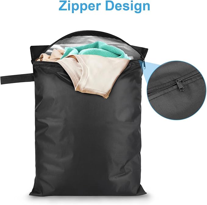 EEEKit 2PCS Wet Clothes Bag, Washable Waterproof Dry Dirty Clothes Bag, Travel Wet Dry Bags with Handle & Zippered, for Swim Gym Yoga Beach, 12x16 in